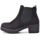 Leder Decksohle Kayla Shoes© Chelsea Boots Stiefelette in Schwarz oder Beige (39 EU, Schwarz Samt Reißverschluss)