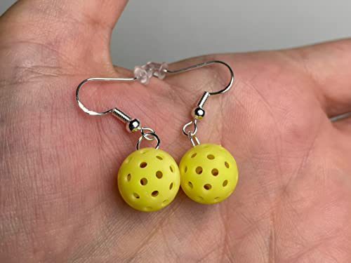 Pickleball Earrings, Pickleball Accessory, Yellow Mini Ball Earring, Stud & Dangle2