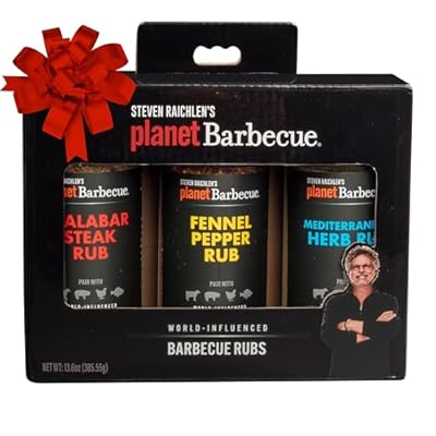 Steven Raichlen's Planet Barbecue Gourmet BBQ Rubs & Spices Gift Box 3 Pack- Grill Seasonings Set with International Flavors- Grilling Gifts for Men