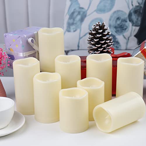 Image of Comenzar Battery Operated Candle LED Flameless Candles LED Candles with Timer,Outdoor Waterproof Candles(D: 3 inch x H: 4 inch 5 inch 6 inch) 9pack