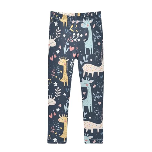 Wusikd Cute Giraffes Girls' Leggings Toddler Doodles Kids Yoga Pants Dance Active Tights 4T