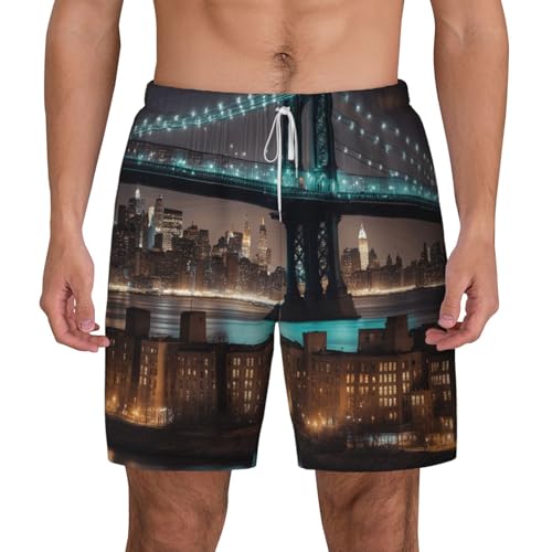 Short de bain homme respirant léger imprimé graphique Manhattan Bridge