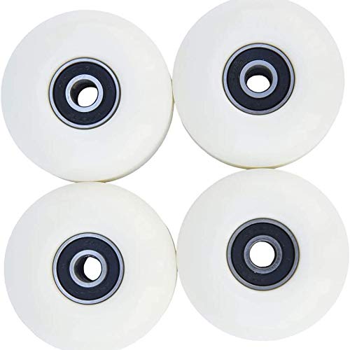 Pièces Skate Roues De Skateboard Giilayky 52mm - Lot De 4, PU 98A, Roulements Inclus, Blanc - Pour Street, Cruiser Kit Roues Longboard