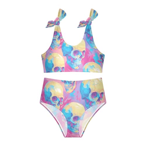 KLL Skulls Seamless Girls 2 Piece Bikini Sets Beach Bathing Suit Swimming Suits Adjustable Strap3