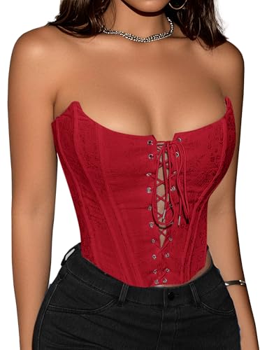 Benfoly Corset Tops for Women Strapless Backless...