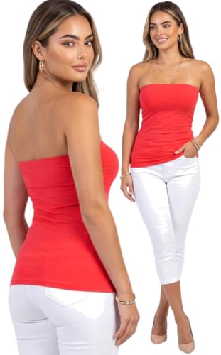 Image of ToBeInStyle Women's Cotton-Spandex Blend Stretchy Tube Top