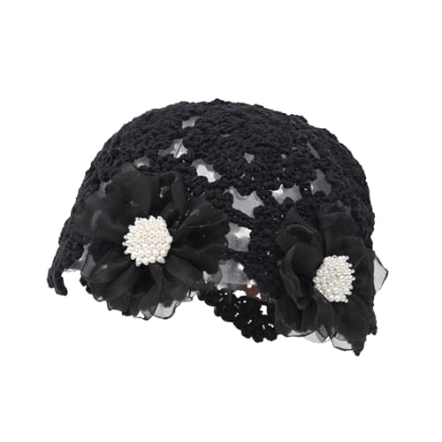 Bonnet au crochet noir pour femme | Turban d'été élégant