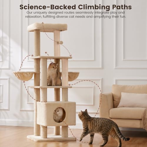 Image of 65in Large Cat Tree Heavy Duty Tower Condo & Sisal Posts for Cats