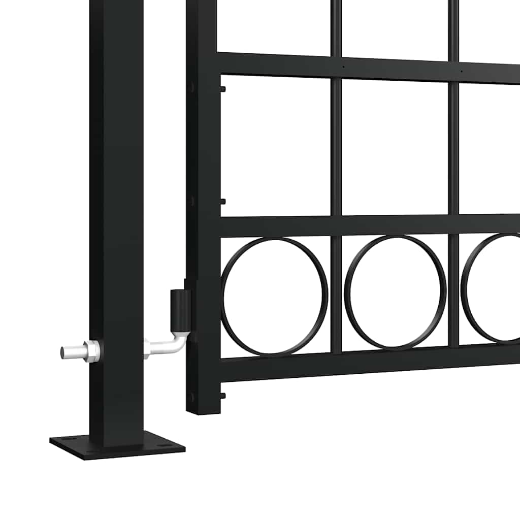 vidaXL Cancela de Valla Assen Sencilla Individual Puerta de Jardín Entrada Exterior con Forma de Arco con Dos Postes de Acero Negro 105x170 cm