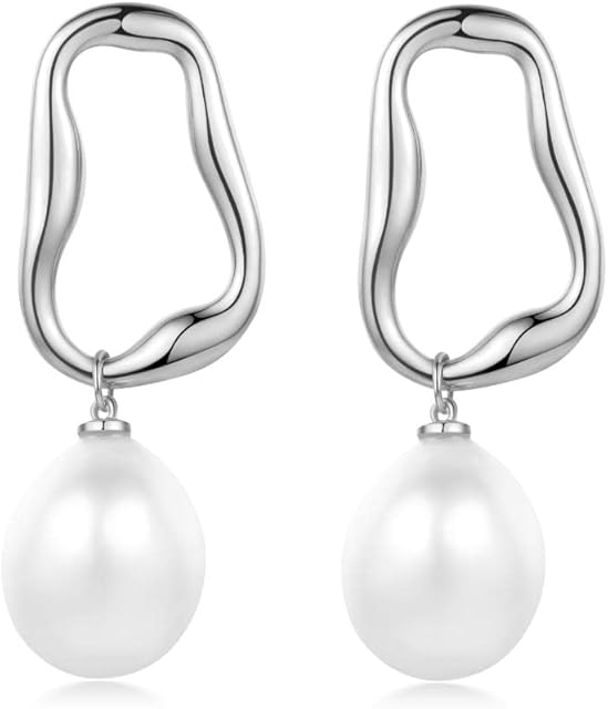 JOERPH 925 Sterling Silver Pearl Earrings Fashion Jewellery Christmas Gifts for Women Girls