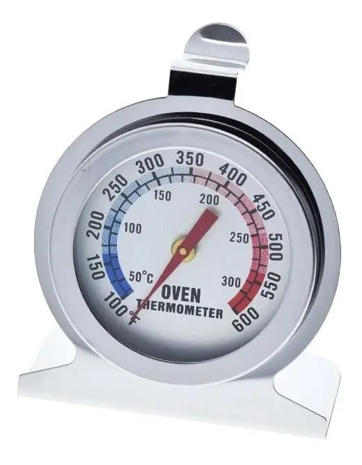 Termômetro Analógico para Forno em Aço Inox 0-300°C | Sem Pilhas ou Baterias, Base e Alça