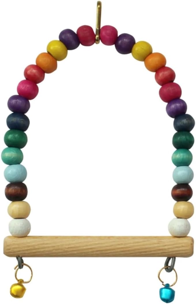 Ahşap Boncuklu Muhabbet Kuşu Salıncağı 13x9 cm