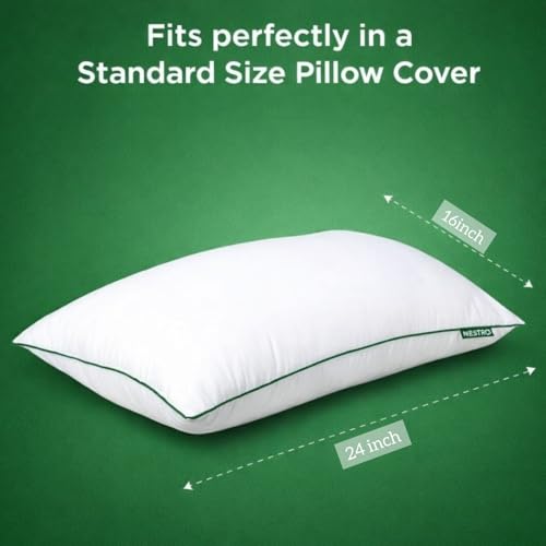 Image of Nestro Premium Set of 2 Sleeping Pillow, Virgin Fiber Filled, 16x24 inch Size, Pure Cotton Fabric