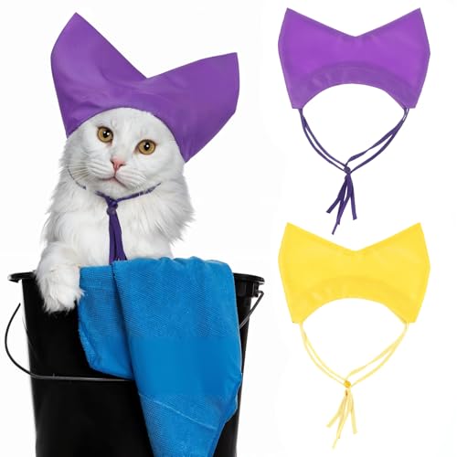 Image of 2Pcs Adjustable Pet Shower Caps, Cat Bath Dog Shower Cap, Waterproof Dog Ear Covers for Bath, Adjustable Cat Ear Muffs Swimming Supplies for Pets