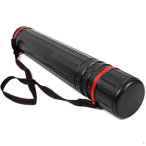 DEWEL Tube de Transport Télescopique pour Poster A0, 12 cm Diamètre, 76-125 cm, Tube à Dessin Plastique avec Bandoulière, Rouleau à Poster pour Affiches et Papier