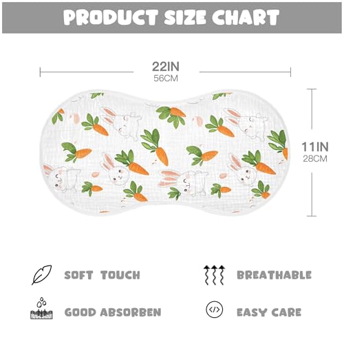 xigua Cute Rabbits and Carrots Baby Burp Cloths for Newborn Boys and Girls 4 Pack, Soft & Absorbent Cotton Baby Burp Cloth, Baby Washcloths, Newborn Towel, Burp Rags4