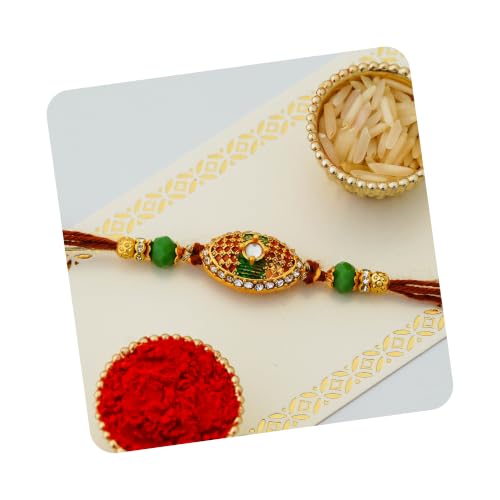 Image of eCraftIndia Multicolor Designer Rakhi for Brother | Raksha Bandhan Rakhi for Bhaiya Bhabhi Bhai Kids