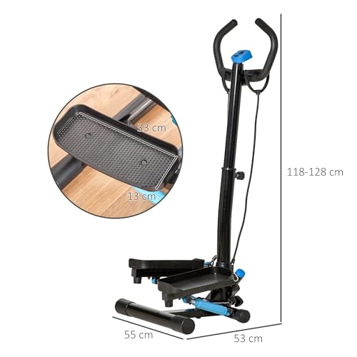 HOMCOM Adjustable Twist Stepper Aerobic Ab Exercise Fitness Workout Machine w/LCD Screen, Height Adjust Handlebars for Home Gym, Black and Blue - Image 7