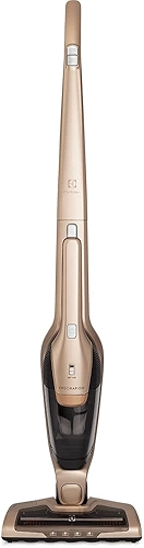 Aspirador de Pó vertical bateria ergorapido 2 em 1 Electrolux 45 min Luz LED pedal limpeza facil escova rotativa bocal extra pelos animais luz frontal LED capacidade 460Ml ERG26 Bivolt Dourado