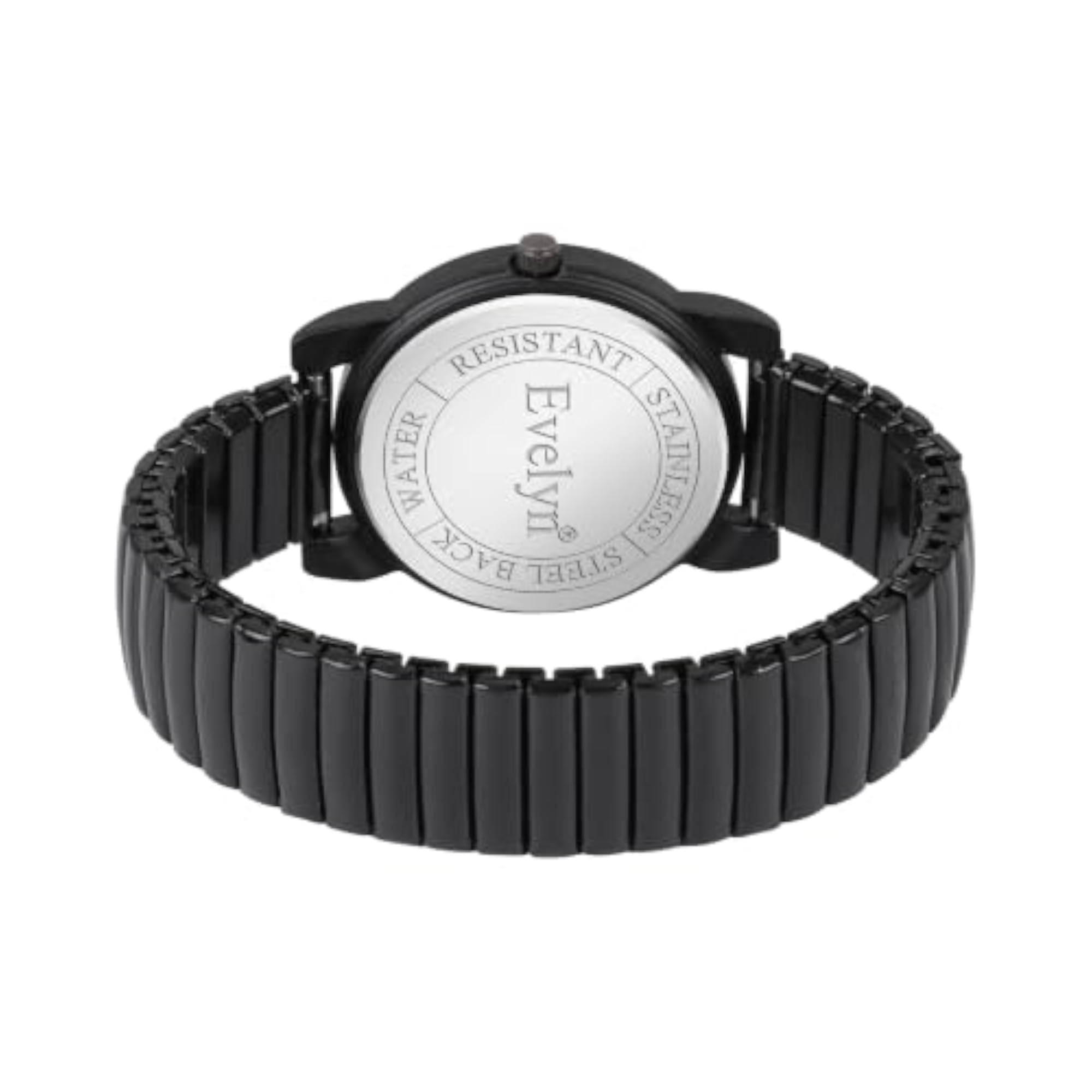 Women's Analog Black Dial Watch with Stretch Metal Strap