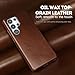 kingflag Genuine Leather Case for Samsung Galaxy S25 Ultra, Compatible with Magsafe, Oil Wax Top-Grain Leather, Metal Buttons (Rustic Brown, S25 Ultra)