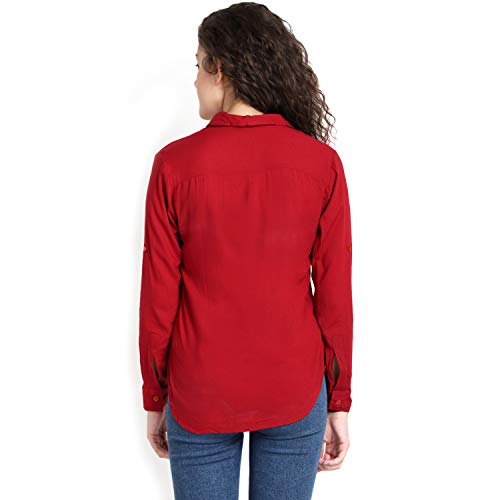 Image of C.Cozami Casual Long Sleeves Double Pocket Women's Rayon Shirts
