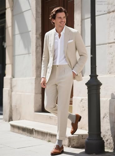 High-End Suits Men's Lightweight Casual Suits Set 2 Piece One Button Blazer Jacket Pants for Wedding Business Prom Homecoming4