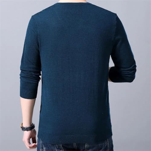 Men Solid V-Neck Knitted Long Sleeve Warm Top Autumn Winter Thin Woolen Sweater Orange2