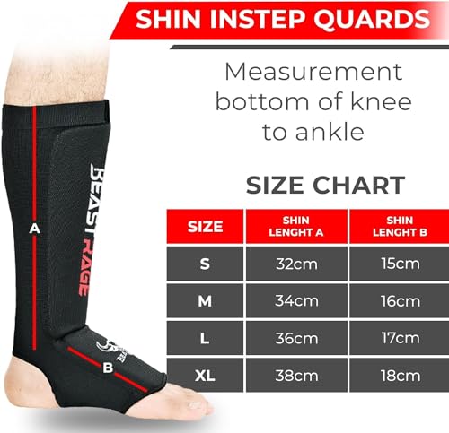 Schienbeinschoner für Muay Thai, Kickboxen, MMA, Taekwondo, Boxen, Kampfsport, elastische Socken, gepolsterte Beinspannschutzpolster, Schienbeinschoner, Sparringstraining, Karate, BJJ M, SCHWARZ