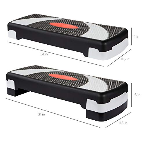 Best Choice Products 30in Aerobic Step Platform Adjustable Exercise Stepper Home Gym Fitness Accessory for Full Body Workout w/ 6 Risers, 550lb Weight Capacity