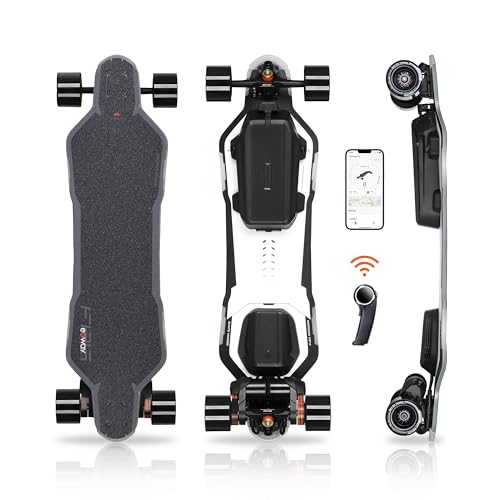 Exway Flex Paragon Electric Skateboard Longboard with Rexus Remote, Bifrost 2.0 Lighting System, Top Speed of 31 Mph, 34 Miles Range, Elastic Composite Deck, Electric Longboard for Adults & Youths