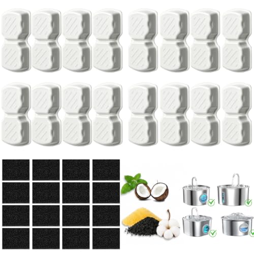 16 Pack Filtres Fontaine à Eau Chat, Filtres de Rechange pour Fontaine INOX