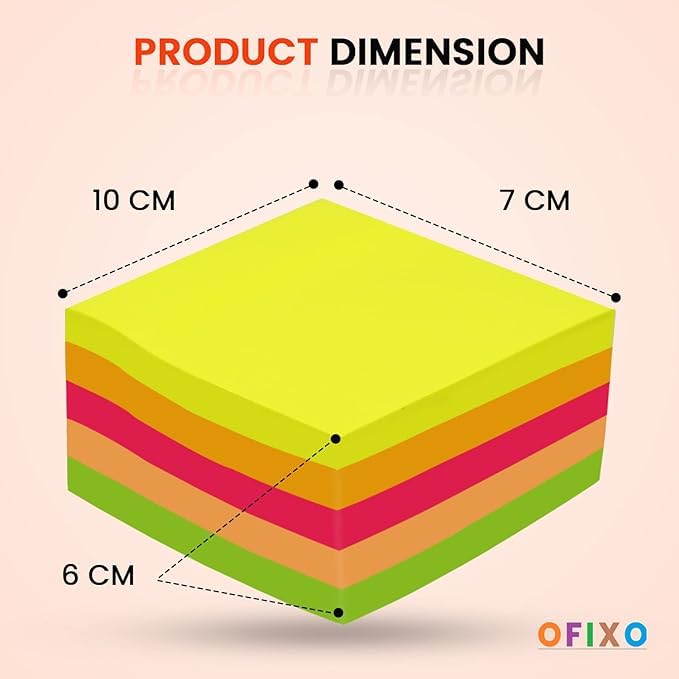 Image of 400 Sheets (5 Mix Color * 80 Sheets Each Color) Fluorescent Paper Self Adhesive Memo Pad Sticky Notes Bookmark Point It Marker Memo Sticker, Multicolor