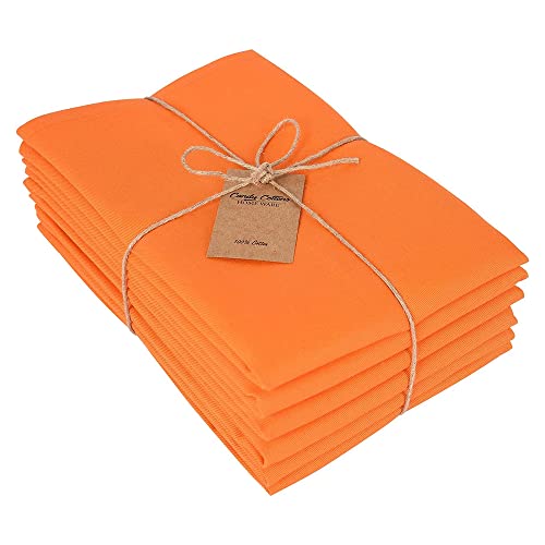 Candy Cottons Halloween Napkins, 100% Cotton Cloth Napkins, Dinner Napkins, Reusable Napkins For Home Fine Dining, (Pack Of 6,18"X18"), Orange #TOP6