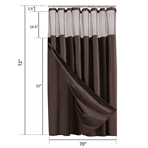 Dainty Home Waffle Weave Shower Curtain With Liner Sets - Modern Shower Curtain for Bathroom With Mesh Top Window - Premium Quality Fabric Snap Shower Curtain - Image 3