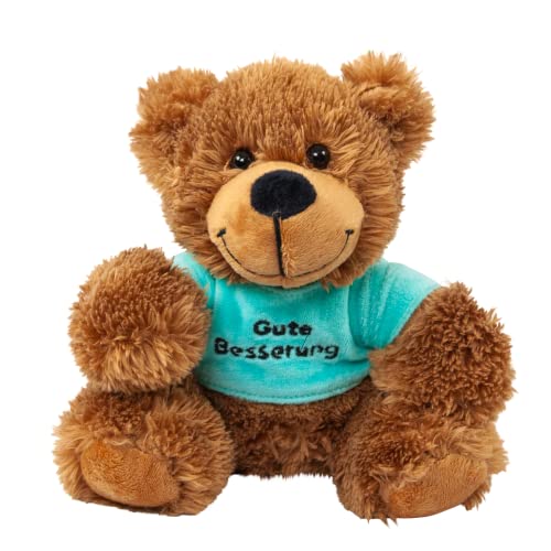 Bär mit grünem Shirt Gute Besserung 16 cm Teddybär Cover