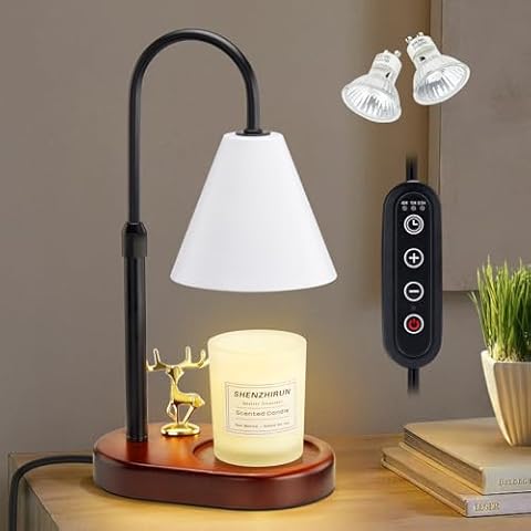 Oak Leaf Candle Warmer Lamp, Adjustable Height Dimmable Reindeer Electric Candle Light with Timer, Fragrance Wax Melt with 2 Bulbs, Compatible with Most Jar Candles, for Home Decor Gift Cover