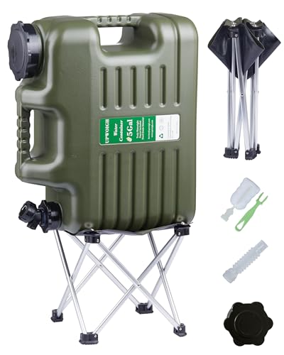 UPWOIGH 5 Gallon Water Jug with Spigot and Folding Stool – Leak-Proof, BPA-Free Portable Green Water Container with Stand, Large Outdoor Storage Tank for Camping, Hiking, RV, Travel, and Emergency Use