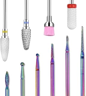 Cuticle Drill Bit, MORGLES Ceramic Nail Drill Bits 10 Pcs E File Bits 3/32" for Electric Manicure Pedicure Nail Drill, for Acrylic Gel Nails