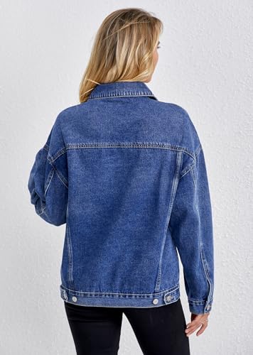 Jean Jacket for Women, Oversize Trendy Denim Jacket, Women's Loose Long Boyfriend Jean Jackets Coat2