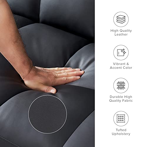 Mopio Aaron Couch, Futon Sofa Bed, Sleeper Sofa, Loveseat, Couches For Living Room, Bedroom, Mid Century Modern, Arms Split Back Design 77.5" (Faux Leather, Midnight Black) #TOP4