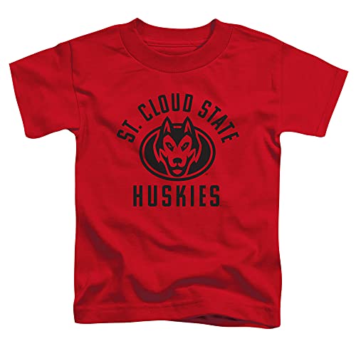St. Cloud State University Official One Color Huskies Logo Unisex Toddler T Shirt,Red, 4