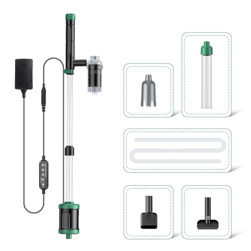 Image of AKKEE Aquarium Vacuum Gravel Cleaner, 36W Electric Fish Tank Cleaner Vacuum, 8 in 1 Multifunctional Aquarium Cleaner for Automatic Water Change, Wash Sand, Water Circulation and Timed Off, Green