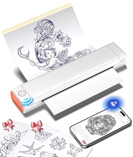 Phomemo Impresora de transferencia de tatuajes M08F, impresora térmica A4, máquina de transferencia de tatuajes con 10 piezas de papel de transferencia, impresora de tatuajes, compatible con