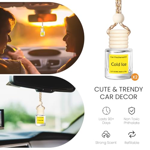 Image of Hanging Car Air Freshener, Long Lasting Scent, Cute Air Fresheners for Women, 2 Pack Non-Toxic Essential Oil Diffuser, Made in USA