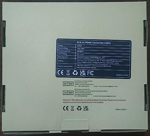 SUNNATCH Convertitore da RCA a HDMI con Cavi HDMI