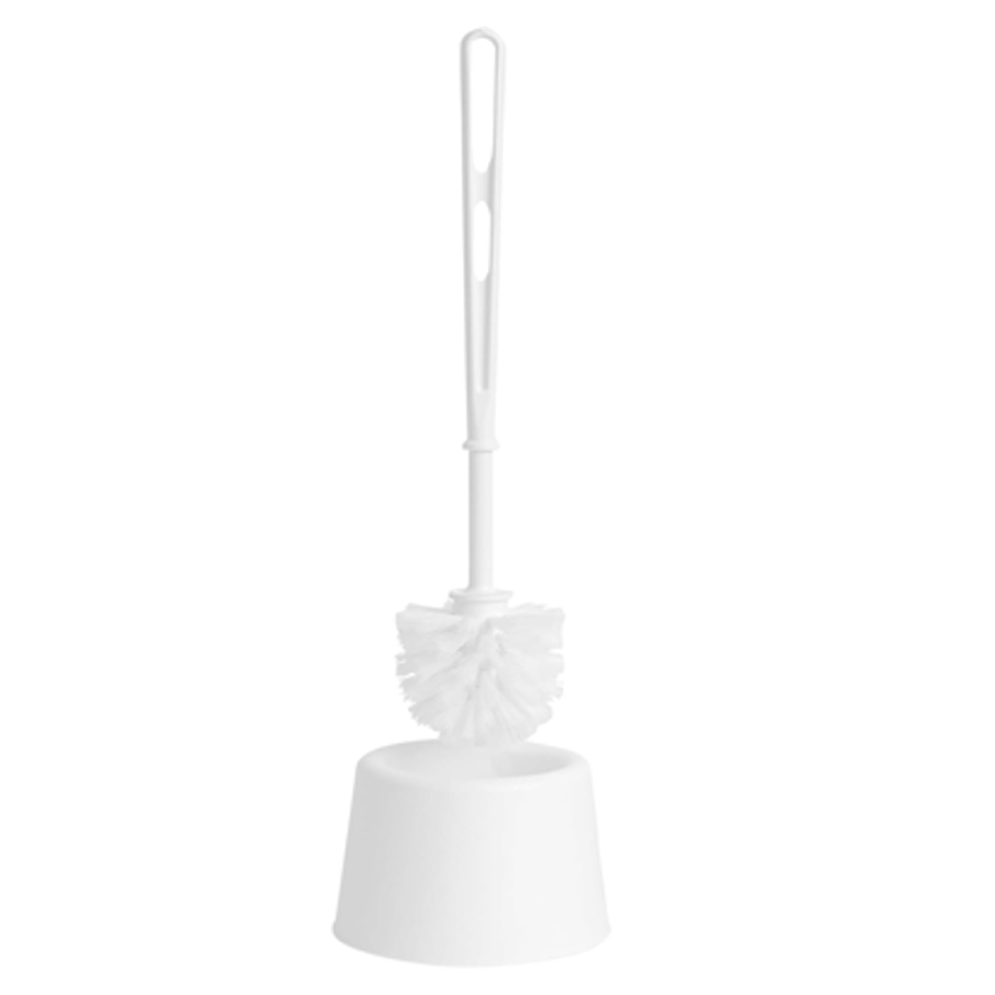 White Plastic Toilet Brush Set With Holder & Handle For Bathrooms & Washrooms (1)