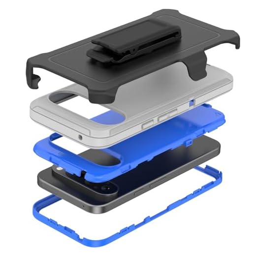TMIDVFV Compatible with Google Pixel 9 Pro XL Case, with Belt Clip Holster Heavy Duty Rugged Shockproof Full Body Protection Kickstand Phone case for Google Pixel 9 Pro XL (Grey+Blue)