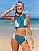 AGAPENG Girls Swimsuits Bathing Suits for Teen Girls 12-14 Swimsuit Color Block Zipper Front Bikini Set with Shorts 3 Piece Teen Bathing Suits 13-14