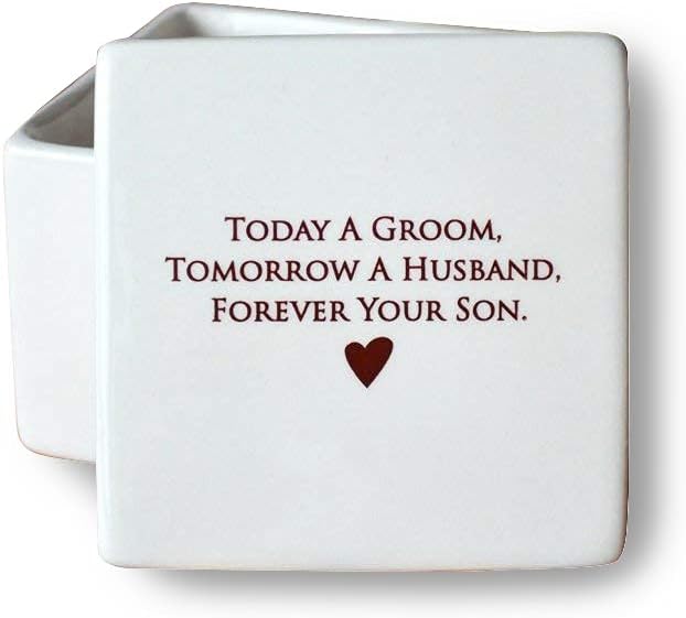Susabella Mother of the Groom Gift - Deep Square Keepsake Box - Today a Groom, Tomorrow a Husband, Forever Your Son